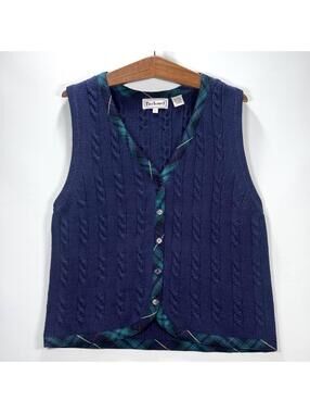 VTG 90’s Bechamel Navy Blue Cable Knit Sweater Vest - L